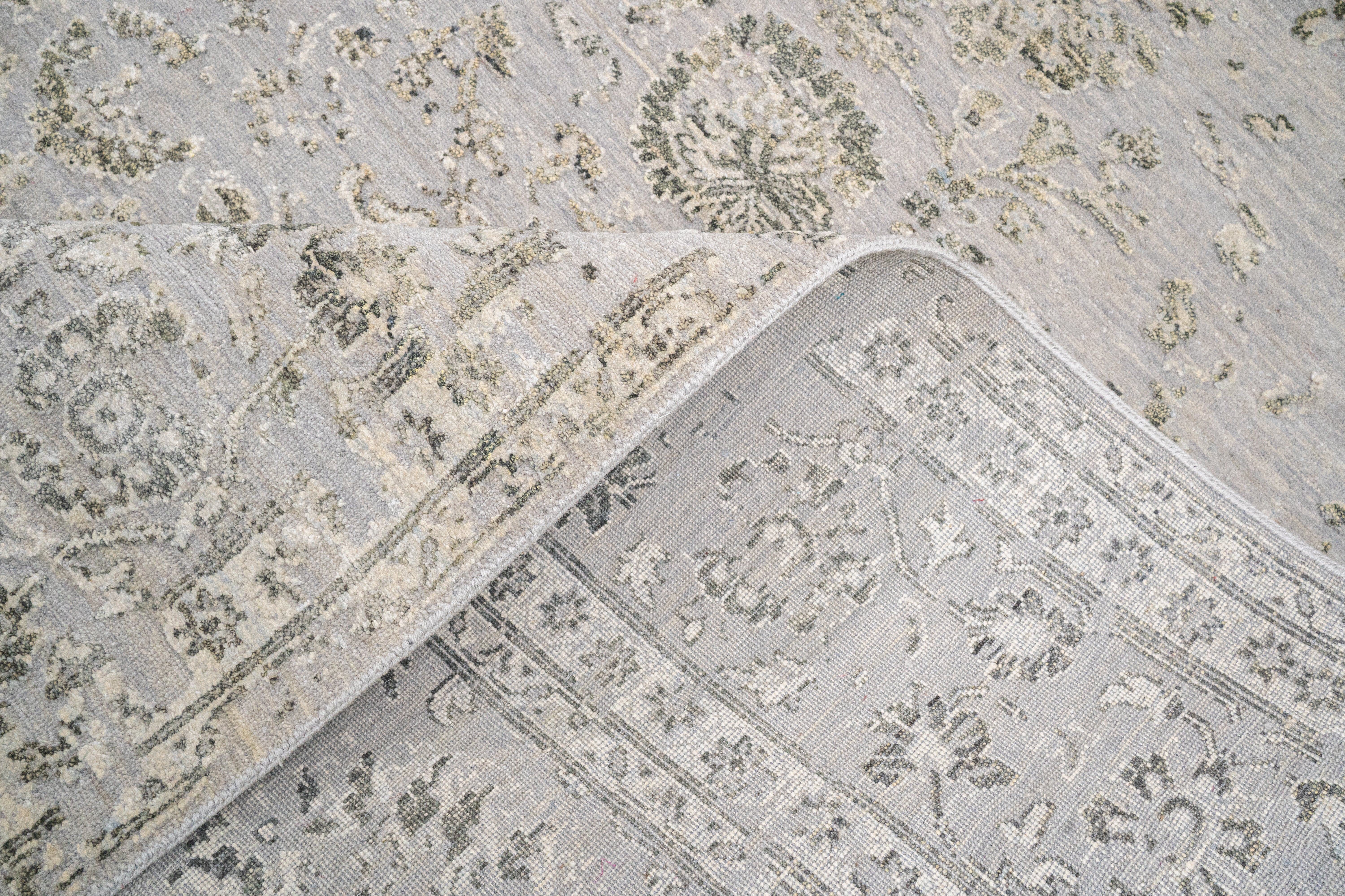 Modern Erased Handknotted Carpet DIA - 0015 M29 Chinese Silver, Shadow & Bone