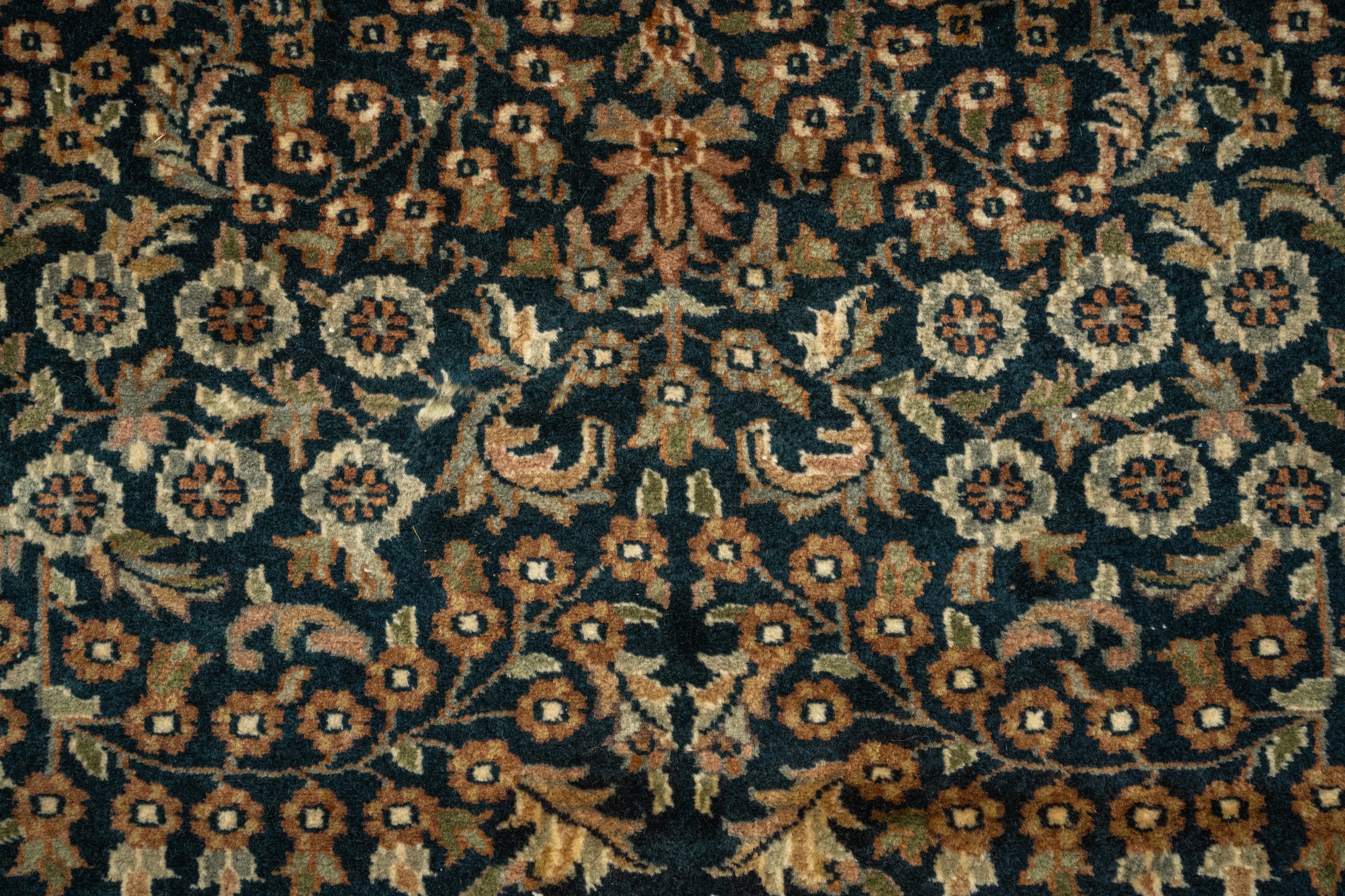 DIA- Tapete persa de trama única azul e camelo