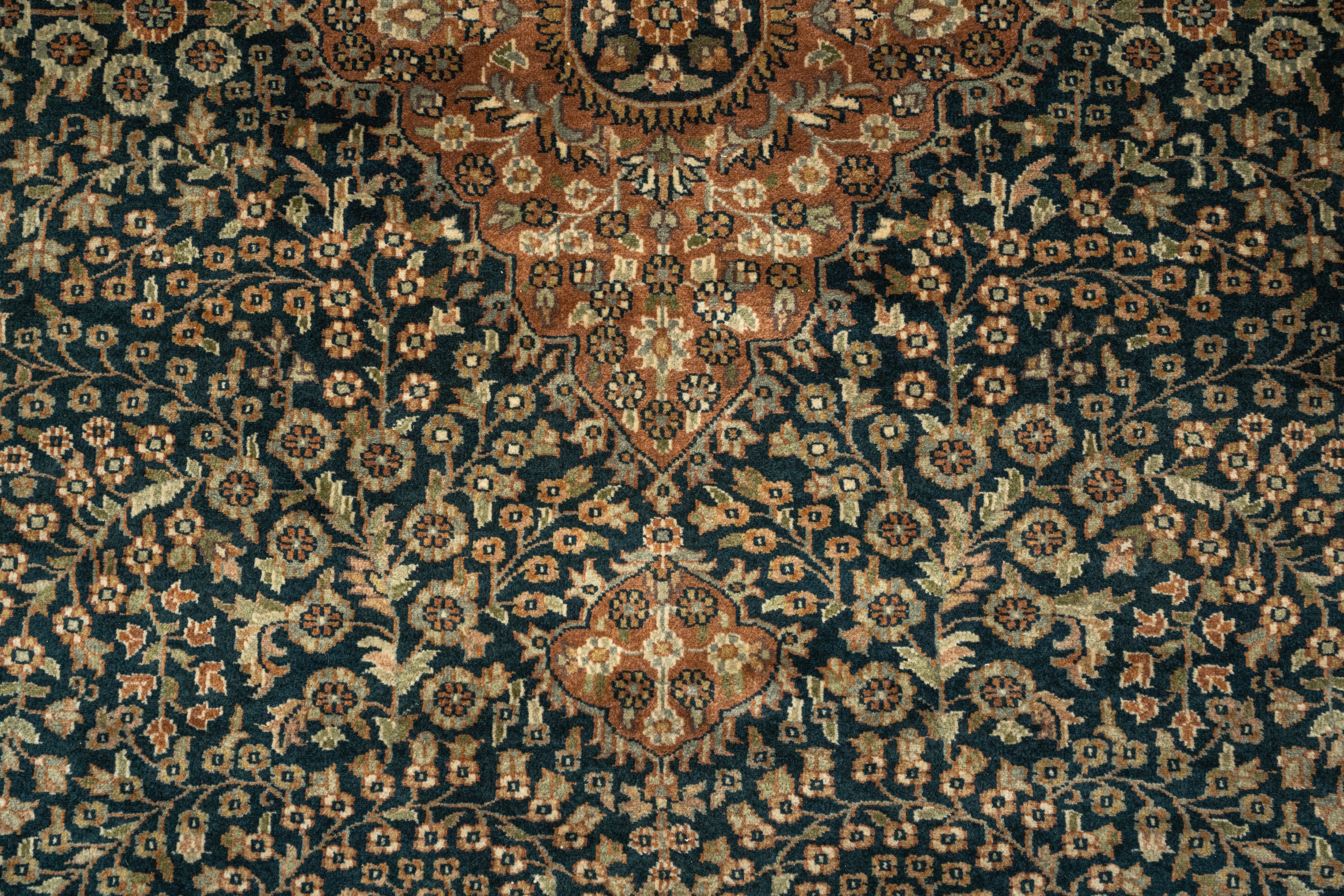 DIA- Tapete persa de trama única azul e camelo